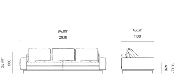 Sohva Parker 3-istuttava
